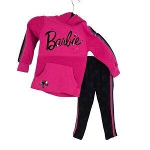 Barbie size XS 4 5 2 pc outfit hoodie and sweat pants pink rainbow applique